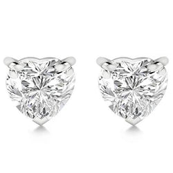 Women 2 Carats Heart Cut Diamond Stud Earrings Solid White Gold 14K