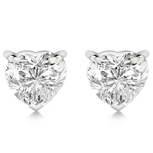 Natural Lady’s Women Heart Cut Diamond Stud Earrings Solid White Gold Stud Earrings