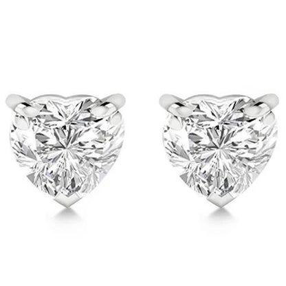Natural Lady’s Women Heart Cut Diamond Stud Earrings Solid White Gold Stud Earrings