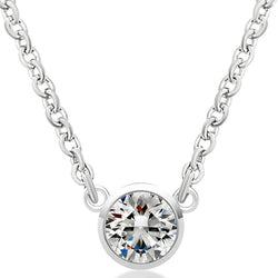 Women 3 Carats Natural Diamond Pendant 18 Inch Chain White Gold 14K