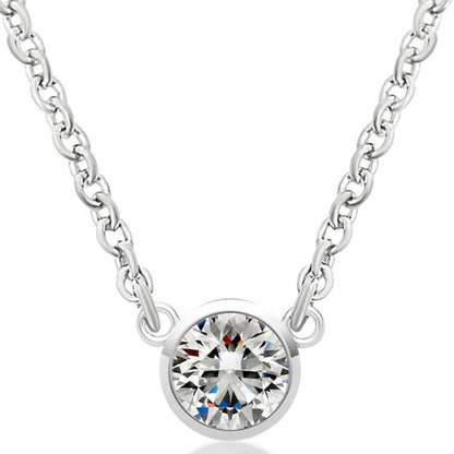 Women 3 Carats Natural Diamond Pendant 18 Inch Chain White Gold 14K