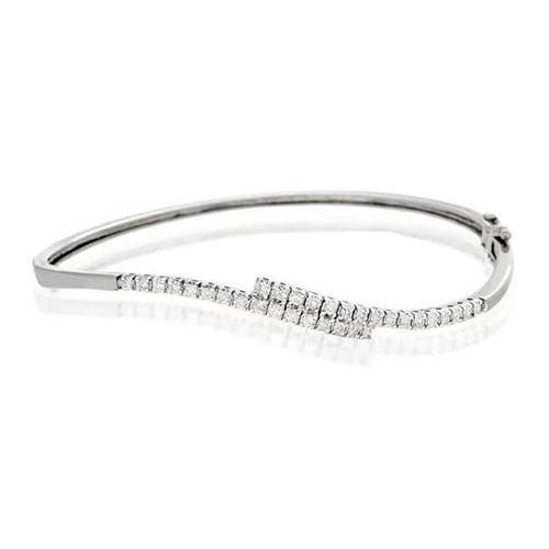 Women Bangle Bracelet 1.60 Carats Round Cut Diamonds White Gold 14K Bangle