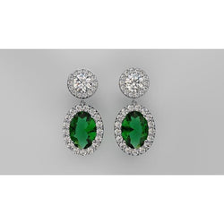 Women Dangle Earrings 10.62 Carats Tourmaline With Natural Earth Mined Diamonds Gold 14K
