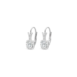 Women Dangle Earrings 3.10 Carats Prong Set Diamonds White Gold 14K