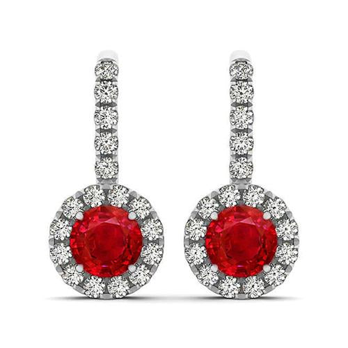  womans stylish weeding  Women Dangle Earrings Ruby With Diamonds   Gold White  Gemstone Earring