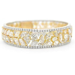 Real  Women Diamond Bracelet 40.50 Carats Two Tone Gold 14K Prong Jewelry