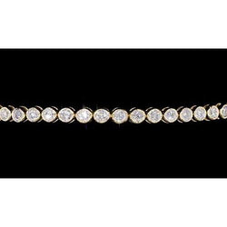 Genuine  Women Diamond Bracelet 5 Carats Bezel Set Yellow Gold New