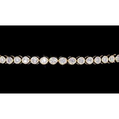 Women Diamond Bracelet 5 Carats Bezel Set Yellow Gold New Tennis Bracelet