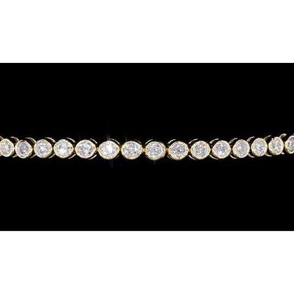 Women Diamond Bracelet 5 Carats Bezel Set Yellow Gold New Tennis Bracelet