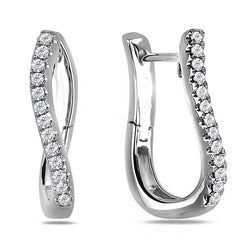 Women Diamond Hoop Earring Solid White Gold Fine Jewelry 3.10 Carats