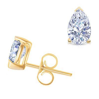 Women Diamond Studs Earring Pair 1.50 Ct. Yellow Gold Stud Earrings