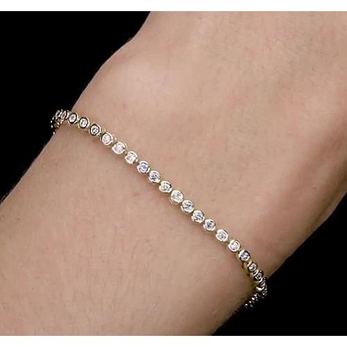 Women Diamond Tennis Bracelet 5.50 Carats Round Yellow Gold Jewelry New Tennis Bracelet