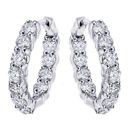 Women Hoop Earrings 5.50 Carats F Vvs1 Diamonds White Gold 14K