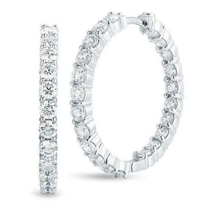 Women Hoop Sparkling Unique Hoop Earrings White Gold Diamond 