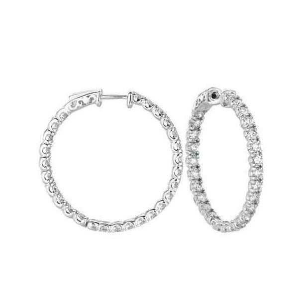 Women Hoop Earrings Round Cut s Diamonds White Gold Hoop Earrings