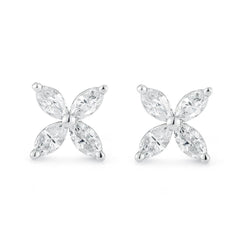 Women Marquise Natural Earth Mined Diamond Stud Earring 2.40 Carats White Gold Jewelry
