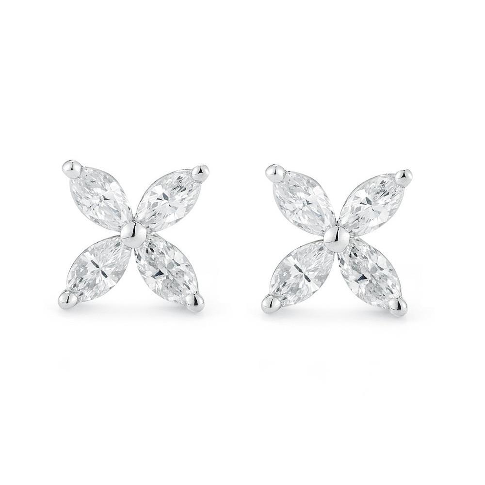 Women Marquise Cut Women Diamond Engagement Ring White Gold  Stud Earrings