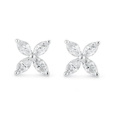 Women Marquise Cut Women Diamond Engagement Ring White Gold  Stud Earrings