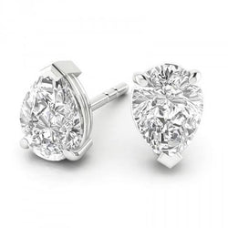 Women Pear Cut Diamond 1.60 Carats Stud Earrings Solid Gold Jewelry