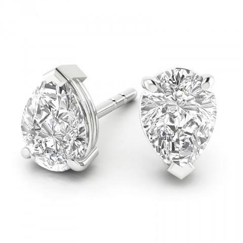 Brilliant Women Pear Cut Diamond  Solid Gold Jewelry Stud Earrings