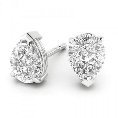 Brilliant Women Pear Cut Diamond  Solid Gold Jewelry Stud Earrings