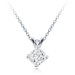 Women Radiant Cut Solitaire Diamond Pendant White Gold Jewelry 1.5 Ct