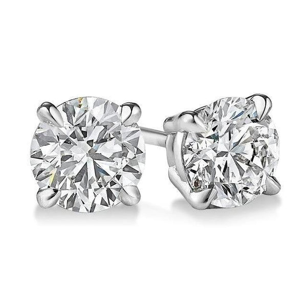 Women Round Cut   Diamond  Solid White Gold Fine Jewelry Stud Earrings