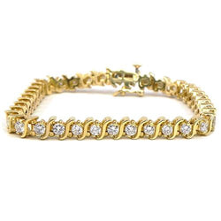 7 Carat Women Round Cut Natural Diamond Tennis Bracelet Yellow Gold Jewelry