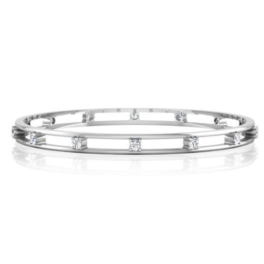 Women Round Cut Diamonds Bangle White Gold 14K 2.80 Carats Bangle