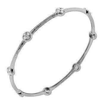 Women Round Diamond Bangle Solid 2 Carats White Gold Bangle