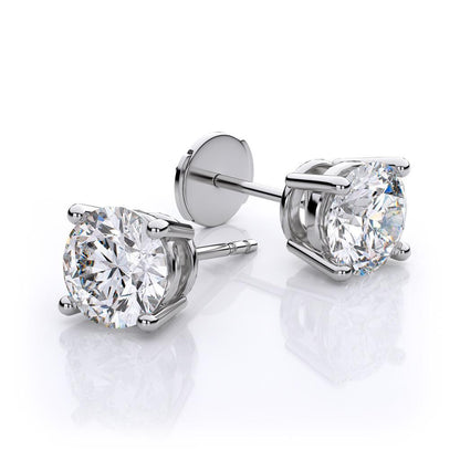 natural round diamond 2.10ct earring front view