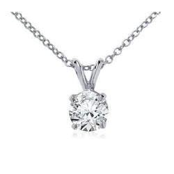 Women Round Solitaire Natural Earth Mined Diamond Necklace Pendant 1.5 Carats White Gold