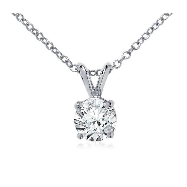 Women Round Solitaire Diamond Necklace Pendant Gold White 1.5 Carats Pendant