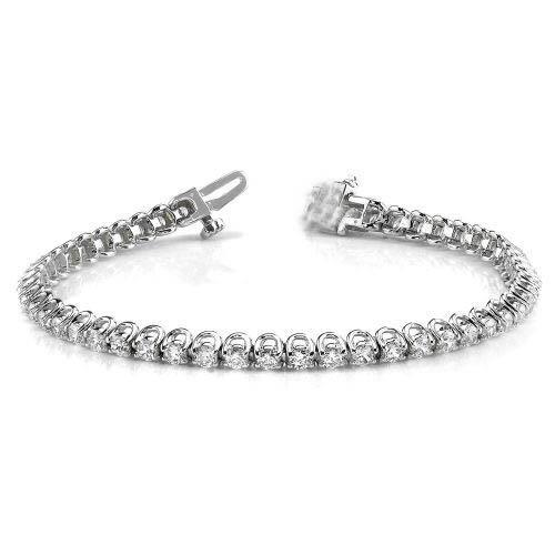 Women Round U Style Prong Set 6.40 Carats Diamond Tennis Bracelet White Gold 14K Tennis Bracelet
