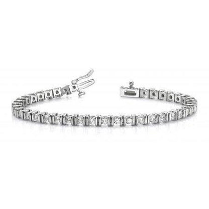Women Sparkling 7.5 Ct Round Cut Diamonds Tennis Bracelet White Gold Tennis Bracelet
