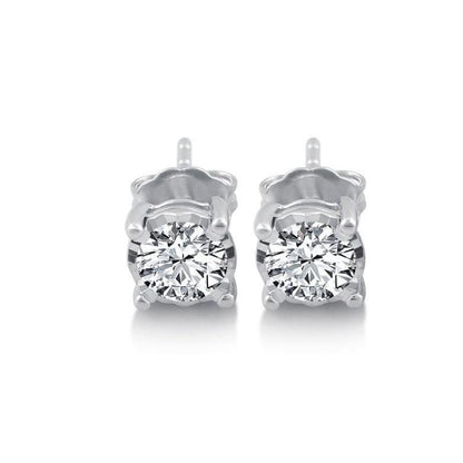  Lady’s Brilliant Engagement White Gold Diamond Stud Earrings