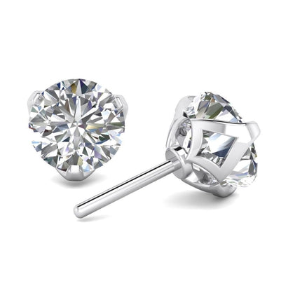 Women Fancy Princess Cut Vintage Style White Gold Diamond Stud Earrings