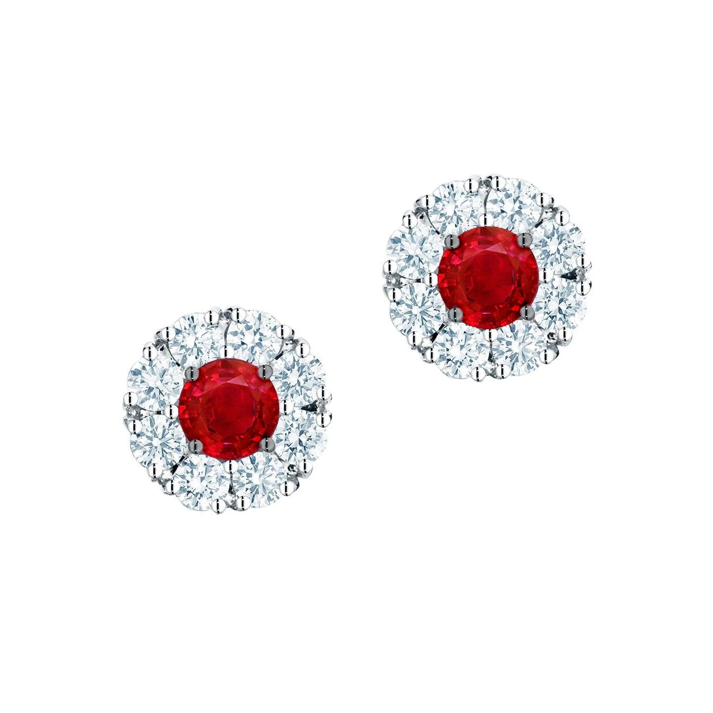 Women Studs Earrings Ruby And Diamonds  Women Jewelry S White Gold   Gemstone Earring