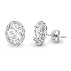 Women Studs Earrings 3.10 Carats Prong Set Diamonds White Gold 14K
