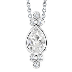 Women’s Natural Earth Mined Diamond Pendant Bezel Set Pear Old Cut 3.50 Carats Slide Chain