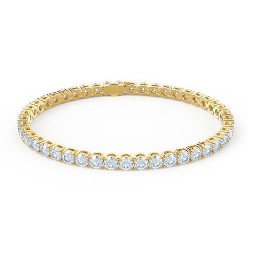 Yellow Gold 10K Round Cut Sparkling 7.20 Carats Diamonds Tennis Bracelet Tennis Bracelet