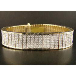 Yellow Gold 14K 18 Carats Round Cut Diamond Bracelet Men Jewelry