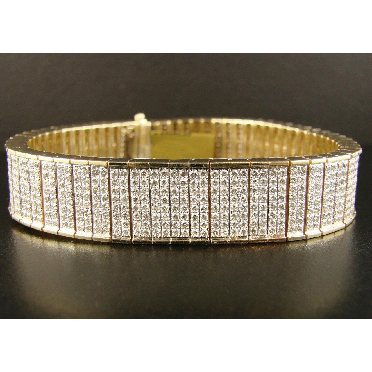 Yellow Gold 14K 18 Carats Round Cut Diamond Bracelet Men Jewelry Mens Bracelet