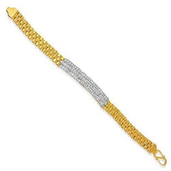 Two Tone Gold 14K 3 Carats Diamonds Men's Bracelet New