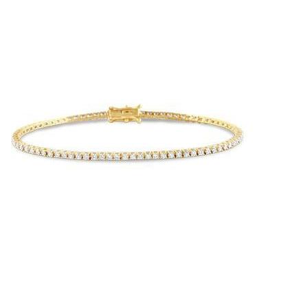 Yellow Gold 14K 2.40 Carats Small Round Cut Diamonds Lady Tennis Bracelet Tennis Bracelet
