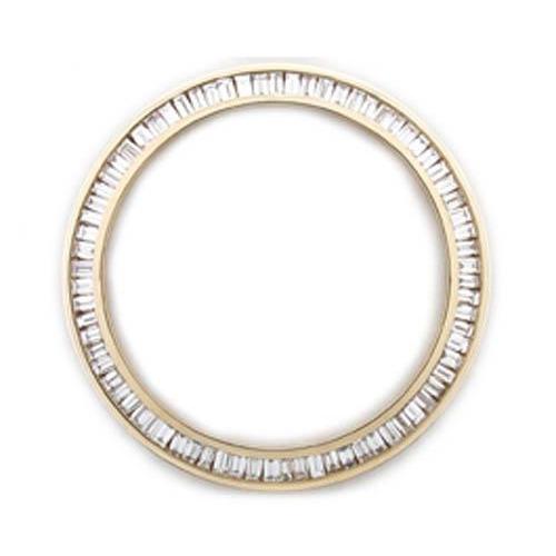 Yellow Gold 14K Custom Channel Set Baguette Diamond Bezel To Fit Rolex Datejust Watch Watch Bezel