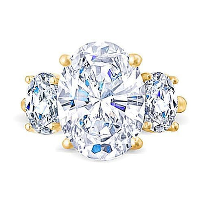 Yellow Gold 14K Jewelry G Vs1 Oval Cut 3 Carat Diamond Three Stone Engagement Ring Three Stone Ring