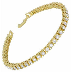 Real  Yellow Gold 14K Lady Diamond Tennis Bracelet 8.10 Carats Fine Jewelry