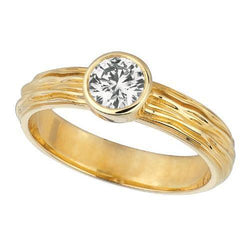 Yellow Gold 14K Round 1.01 Carat Solitaire Diamond Ring