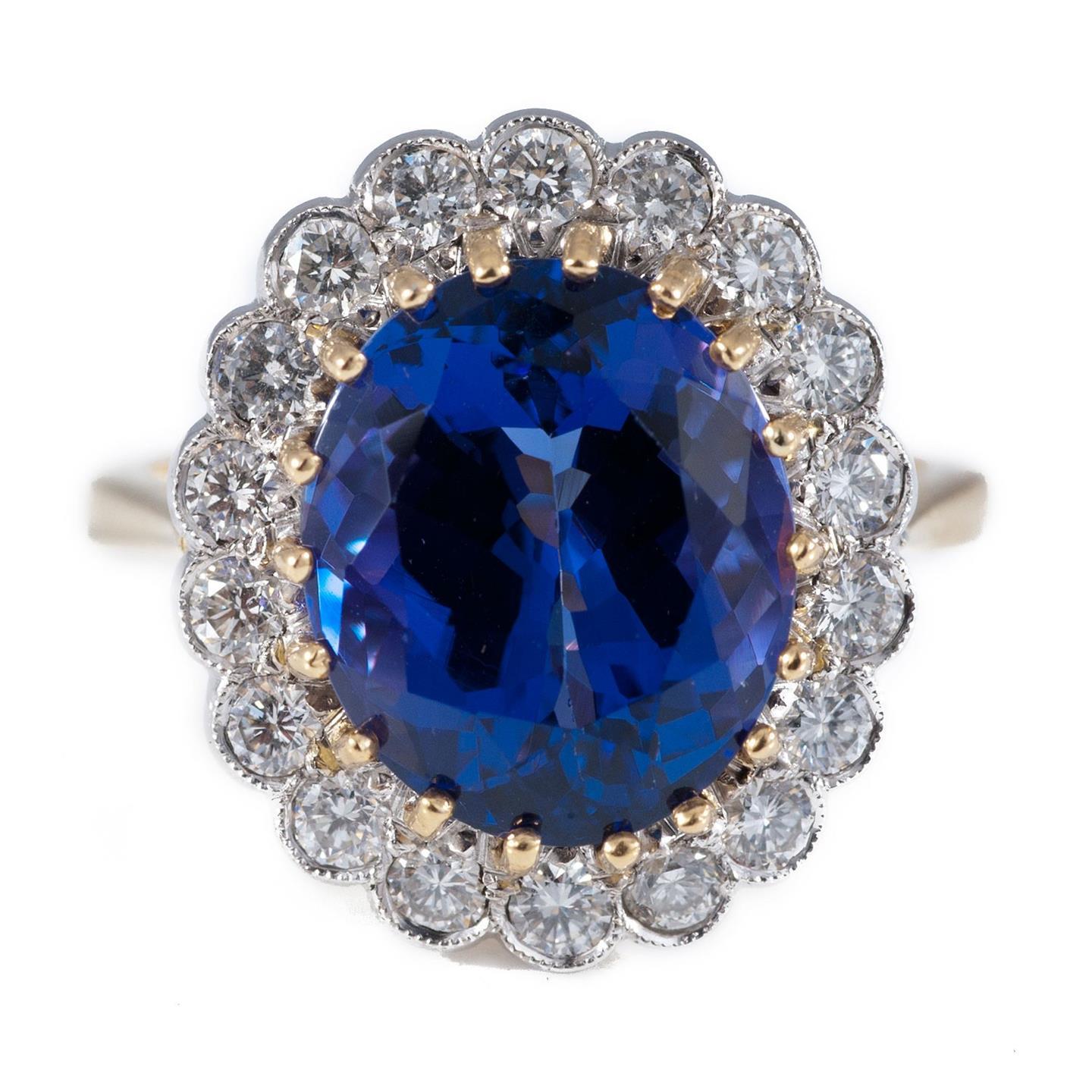 New Yellow Gold  Round Cut   Tanzanite With Diamonds  Gemstone Ring